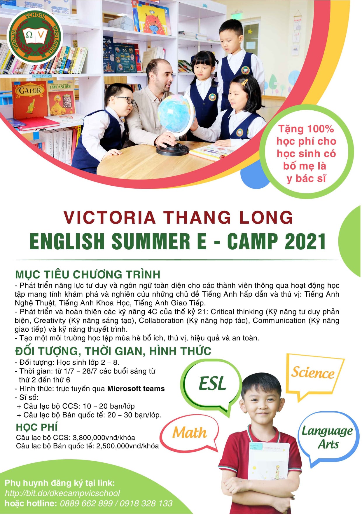 THÔNG TIN KHÓA TRẠI HÈ VICTORIA THANG LONG ENGLISH SUMMER E – CAMP 2021