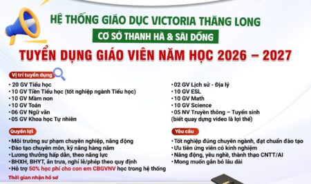 HỆ THỐNG GIÁO DỤC VICTORIA THĂNG LONG CƠ SỞ THANH HÀ VÀ CƠ SỞ SÀI ĐỒNG – TUYỂN DỤNG GIÁO VIÊN, NHÂN VIÊN NĂM HỌC 2026–2027